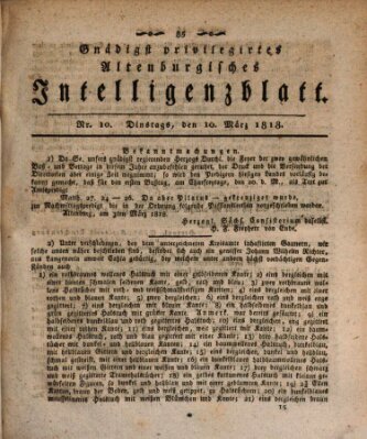 Gnädigst privilegiertes Altenburgisches Intelligenzblatt Dienstag 10. März 1818