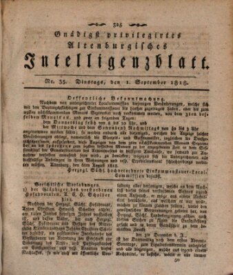 Gnädigst privilegiertes Altenburgisches Intelligenzblatt Dienstag 1. September 1818