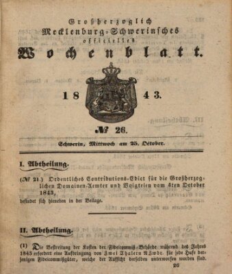 Großherzoglich-Mecklenburg-Schwerinsches officielles Wochenblatt Mittwoch 25. Oktober 1843