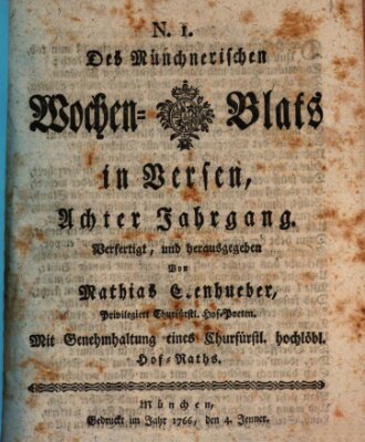 Münchnerisches Wochen-Blat in Versen Samstag 4. Januar 1766