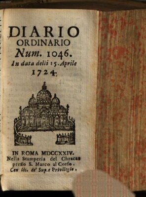 Diario ordinario Samstag 15. April 1724