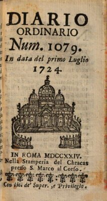 Diario ordinario Samstag 1. Juli 1724