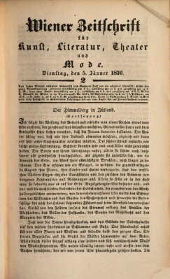 Wiener Zeitschrift für Kunst, Literatur, Theater und Mode Dienstag 5. Januar 1836