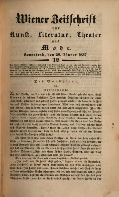Wiener Zeitschrift für Kunst, Literatur, Theater und Mode Samstag 28. Januar 1837