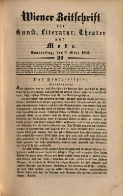 Wiener Zeitschrift für Kunst, Literatur, Theater und Mode Donnerstag 9. März 1837