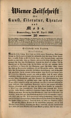Wiener Zeitschrift für Kunst, Literatur, Theater und Mode Donnerstag 27. April 1837