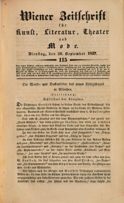 Wiener Zeitschrift für Kunst, Literatur, Theater und Mode Dienstag 26. September 1837
