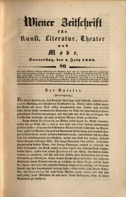 Wiener Zeitschrift für Kunst, Literatur, Theater und Mode Donnerstag 4. Juli 1839