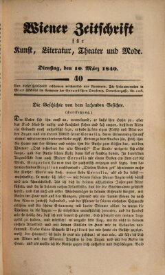 Wiener Zeitschrift für Kunst, Literatur, Theater und Mode Dienstag 10. März 1840