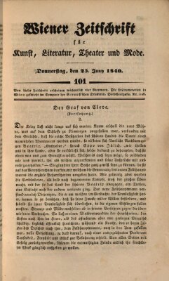 Wiener Zeitschrift für Kunst, Literatur, Theater und Mode Donnerstag 25. Juni 1840