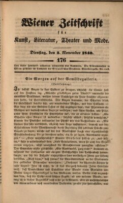 Wiener Zeitschrift für Kunst, Literatur, Theater und Mode Dienstag 3. November 1840
