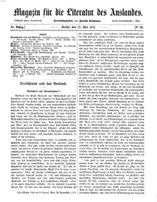 Magazin für die Literatur des Auslandes Samstag 15. Juli 1871