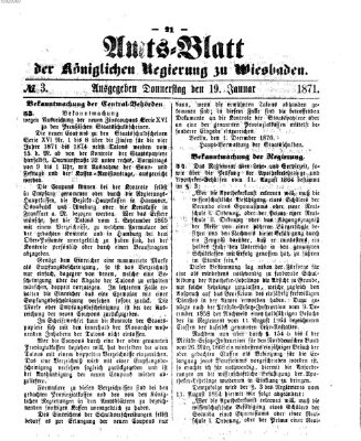 Amtsblatt der Regierung in Wiesbaden (Herzoglich-nassauisches allgemeines Intelligenzblatt) Donnerstag 19. Januar 1871