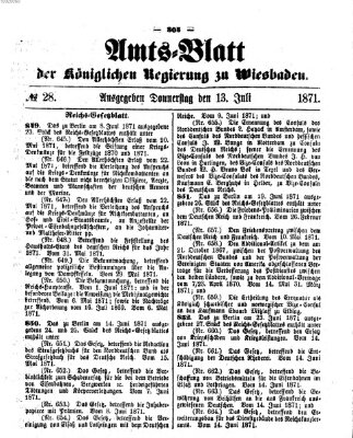 Amtsblatt der Regierung in Wiesbaden (Herzoglich-nassauisches allgemeines Intelligenzblatt) Donnerstag 13. Juli 1871
