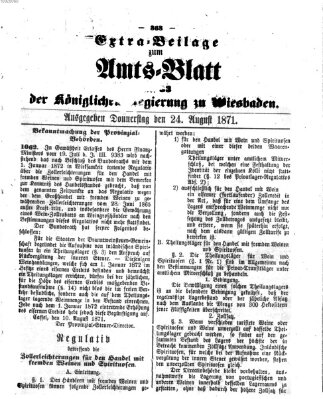 Amtsblatt der Regierung in Wiesbaden (Herzoglich-nassauisches allgemeines Intelligenzblatt) Donnerstag 24. August 1871