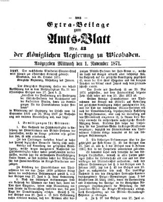 Amtsblatt der Regierung in Wiesbaden (Herzoglich-nassauisches allgemeines Intelligenzblatt) Mittwoch 1. November 1871