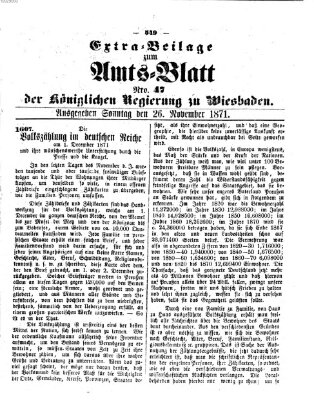 Amtsblatt der Regierung in Wiesbaden (Herzoglich-nassauisches allgemeines Intelligenzblatt) Sonntag 26. November 1871