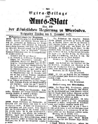 Amtsblatt der Regierung in Wiesbaden (Herzoglich-nassauisches allgemeines Intelligenzblatt) Samstag 9. Dezember 1871