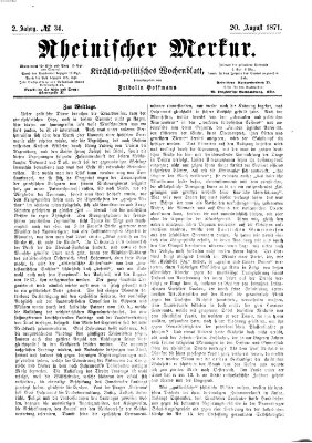 Rheinischer Merkur (Deutscher Merkur) Sonntag 20. August 1871