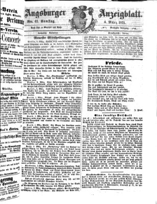 Augsburger Anzeigeblatt Samstag 4. März 1871
