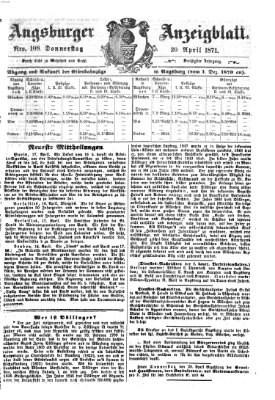 Augsburger Anzeigeblatt Donnerstag 20. April 1871