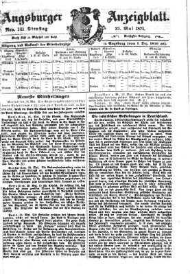 Augsburger Anzeigeblatt Dienstag 23. Mai 1871