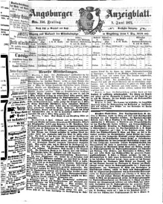 Augsburger Anzeigeblatt Freitag 9. Juni 1871