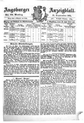 Augsburger Anzeigeblatt Montag 18. September 1871