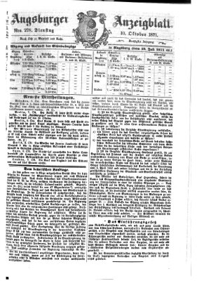 Augsburger Anzeigeblatt Dienstag 10. Oktober 1871