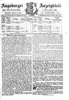 Augsburger Anzeigeblatt Donnerstag 9. November 1871