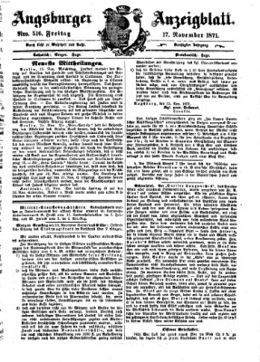 Augsburger Anzeigeblatt Freitag 17. November 1871