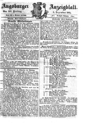 Augsburger Anzeigeblatt Freitag 8. Dezember 1871