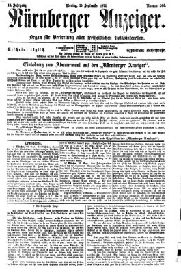 Nürnberger Anzeiger Montag 25. September 1871