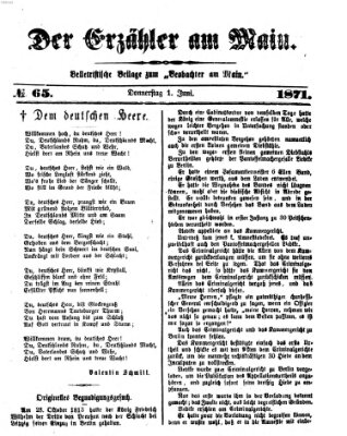 Der Erzähler am Main (Beobachter am Main und Aschaffenburger Anzeiger) Donnerstag 1. Juni 1871