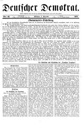 Deutscher Demokrat (Pfälzische Volkszeitung) Samstag 9. Dezember 1871