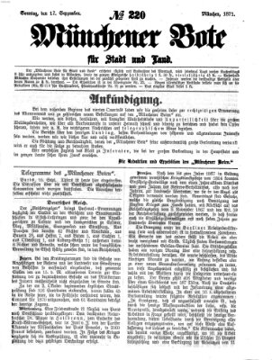 Münchener Bote für Stadt und Land Sonntag 17. September 1871