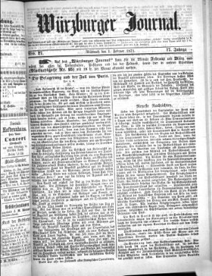 Würzburger Journal Mittwoch 1. Februar 1871