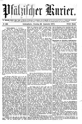 Pfälzischer Kurier Dienstag 26. September 1871