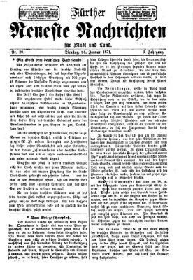 Fürther neueste Nachrichten für Stadt und Land (Fürther Abendzeitung) Dienstag 24. Januar 1871
