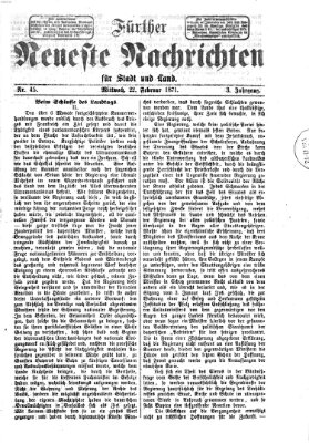 Fürther neueste Nachrichten für Stadt und Land (Fürther Abendzeitung) Mittwoch 22. Februar 1871