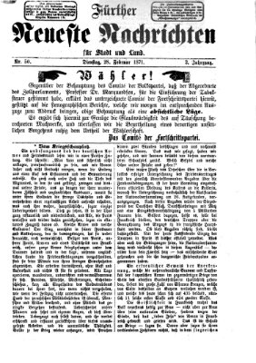 Fürther neueste Nachrichten für Stadt und Land (Fürther Abendzeitung) Dienstag 28. Februar 1871
