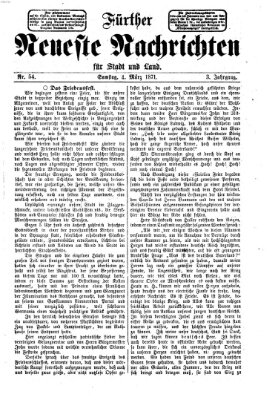 Fürther neueste Nachrichten für Stadt und Land (Fürther Abendzeitung) Samstag 4. März 1871