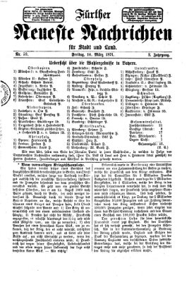 Fürther neueste Nachrichten für Stadt und Land (Fürther Abendzeitung) Freitag 10. März 1871