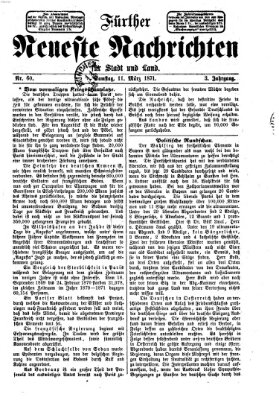 Fürther neueste Nachrichten für Stadt und Land (Fürther Abendzeitung) Samstag 11. März 1871