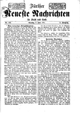 Fürther neueste Nachrichten für Stadt und Land (Fürther Abendzeitung) Samstag 3. Juni 1871