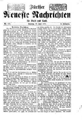 Fürther neueste Nachrichten für Stadt und Land (Fürther Abendzeitung) Sonntag 18. Juni 1871