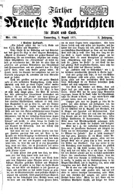 Fürther neueste Nachrichten für Stadt und Land (Fürther Abendzeitung) Donnerstag 3. August 1871