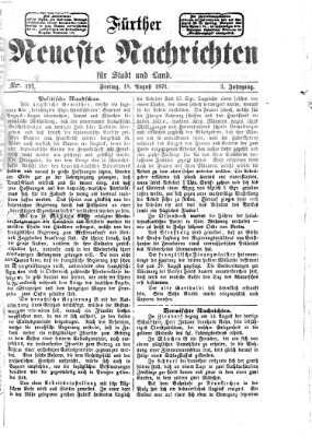 Fürther neueste Nachrichten für Stadt und Land (Fürther Abendzeitung) Samstag 19. August 1871