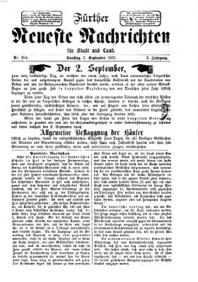 Fürther neueste Nachrichten für Stadt und Land (Fürther Abendzeitung) Samstag 2. September 1871