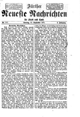 Fürther neueste Nachrichten für Stadt und Land (Fürther Abendzeitung) Sonntag 10. September 1871